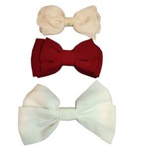 Retro Chic: Classic Trio of Hair Bows - White, Red, and Cream!